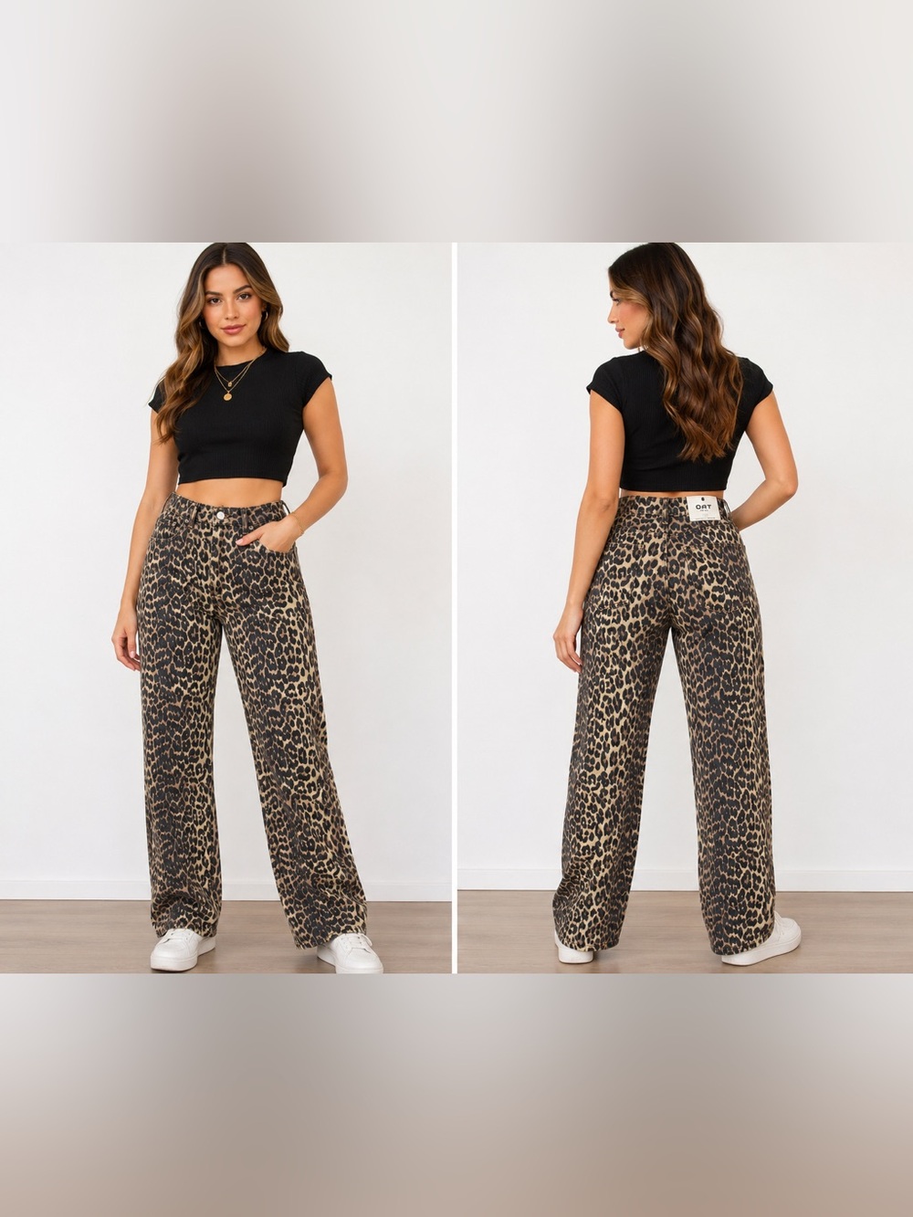 Oat New York Camo-Print Denim Waistband - Beige & Black